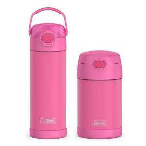 16oz FUNtainer  Water Bottle with Locking Lid & Food Jar Bundle - Neon Pink
